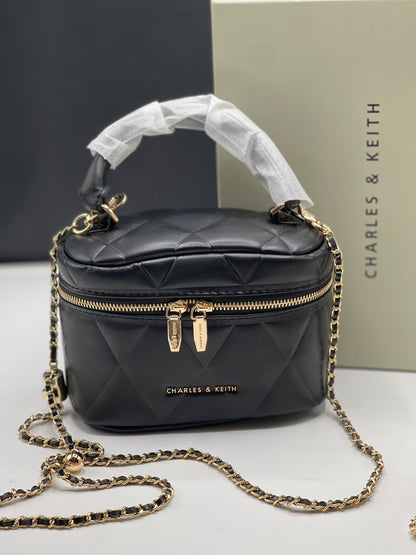 Charles  & keith Arwen Quilted Top Handle Vanity Bag