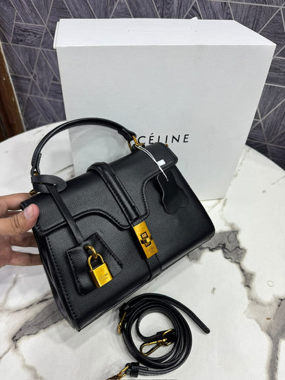 CELINE Calfskin Leather Top Handle Bag