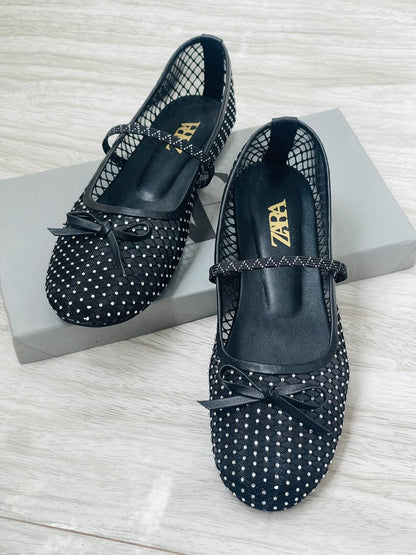 Zara Stone Net Pumps