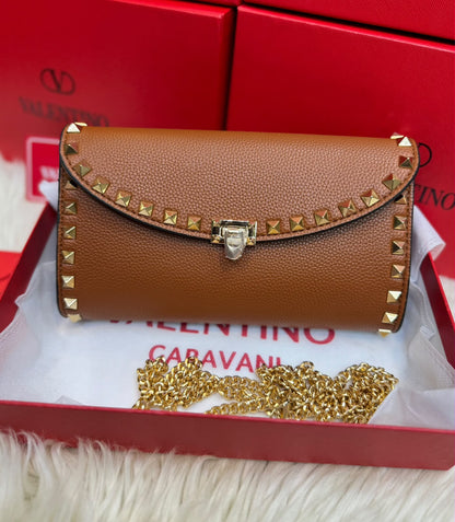 Valentino Rockstud Replica Wallet Black Grained Leather