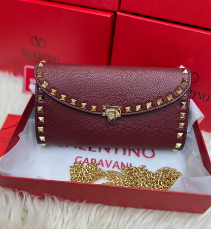 Valentino Rockstud Replica Wallet Black Grained Leather