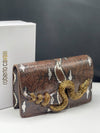 RC Snake Motif Leather Clutch