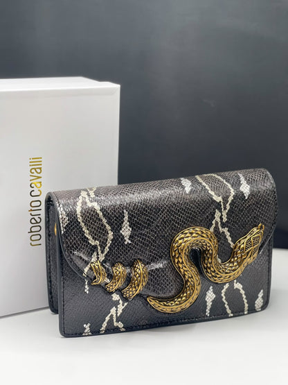 RC Snake Motif Leather Clutch