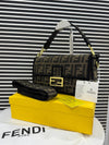 Fendi Baguette Brown FF Jacquard Fabric Bag