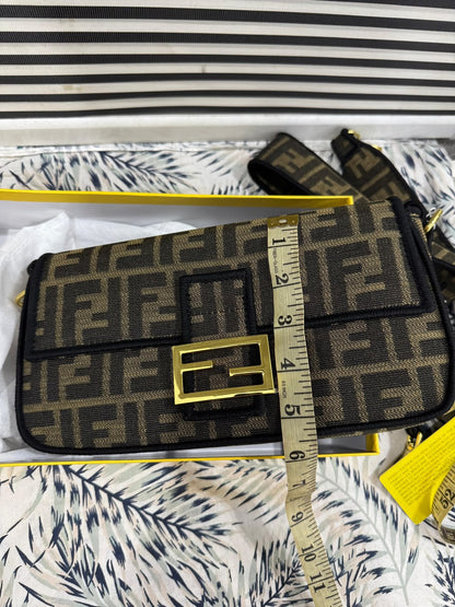 Fendi Baguette Brown FF Jacquard Fabric Bag