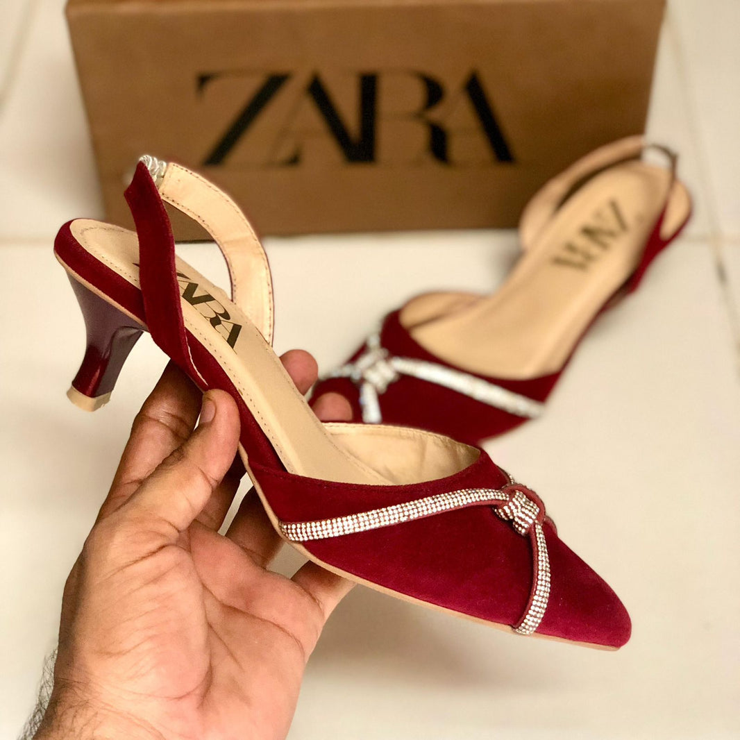 Zara Velvet Elegance Kitten Heels