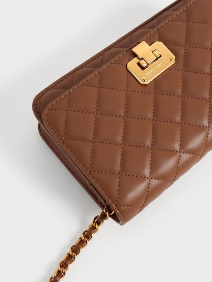 Charles & Keith Quilted Snap Closure Clutch