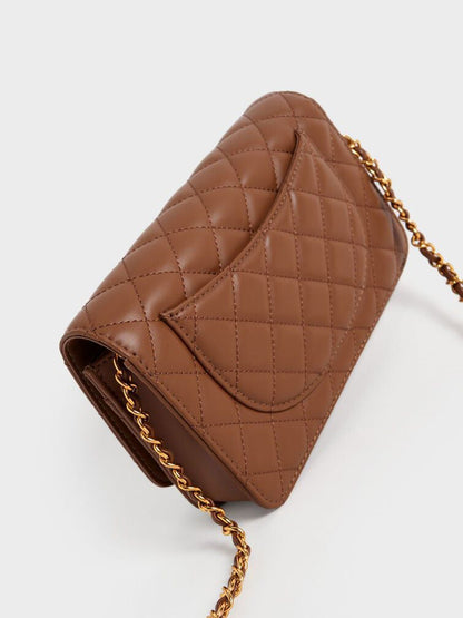 Charles & Keith Quilted Snap Closure Clutch