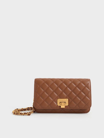 Charles & Keith Quilted Snap Closure Clutch
