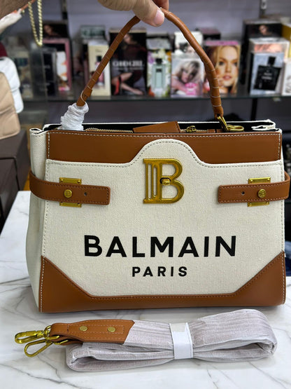 Balmain Canvas Tote with Logo