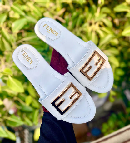Fendi Logo Flat Slippers