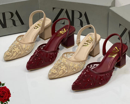 Zara Floral Block Heels