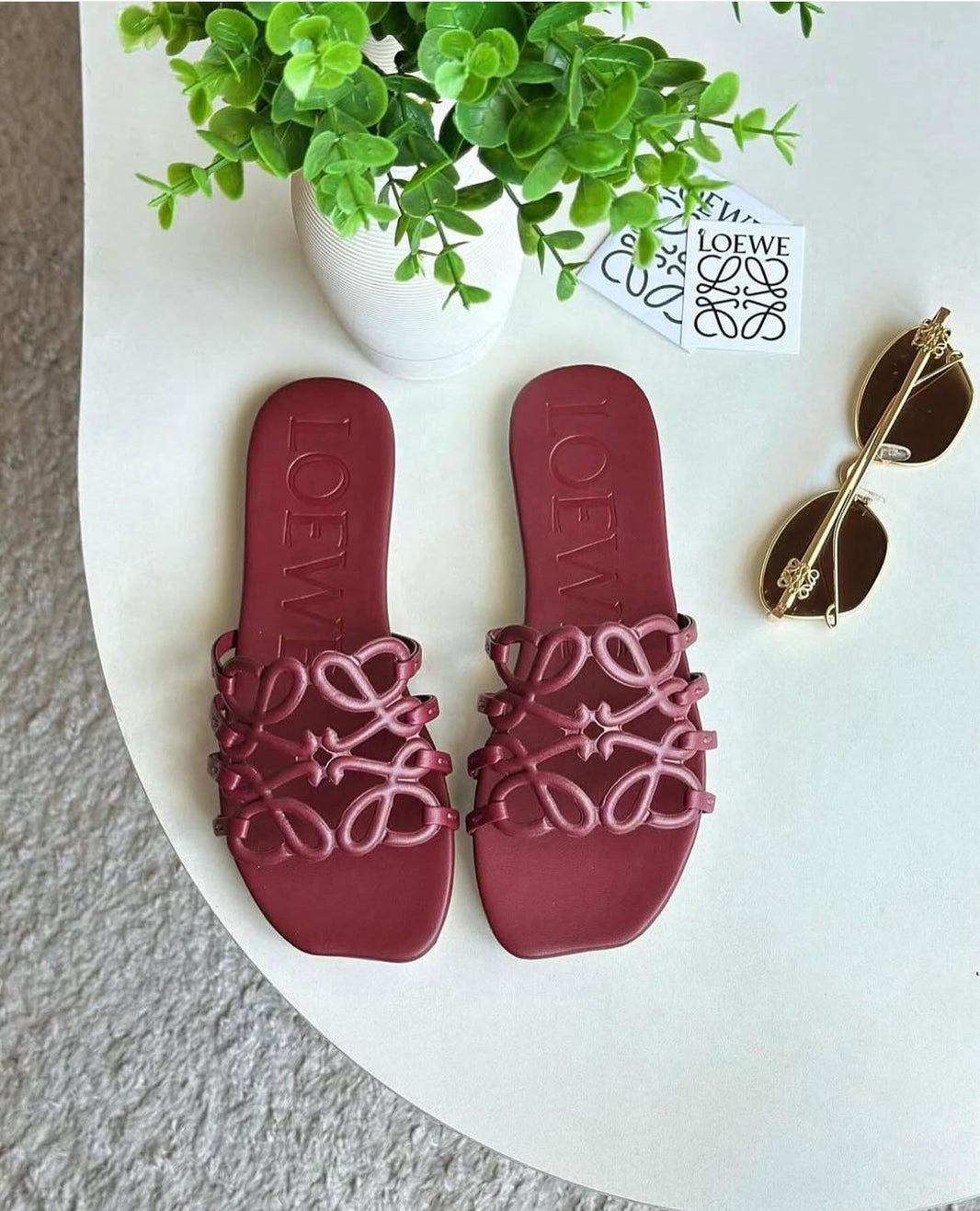 Loewe Petal Anagram Slide Sandals