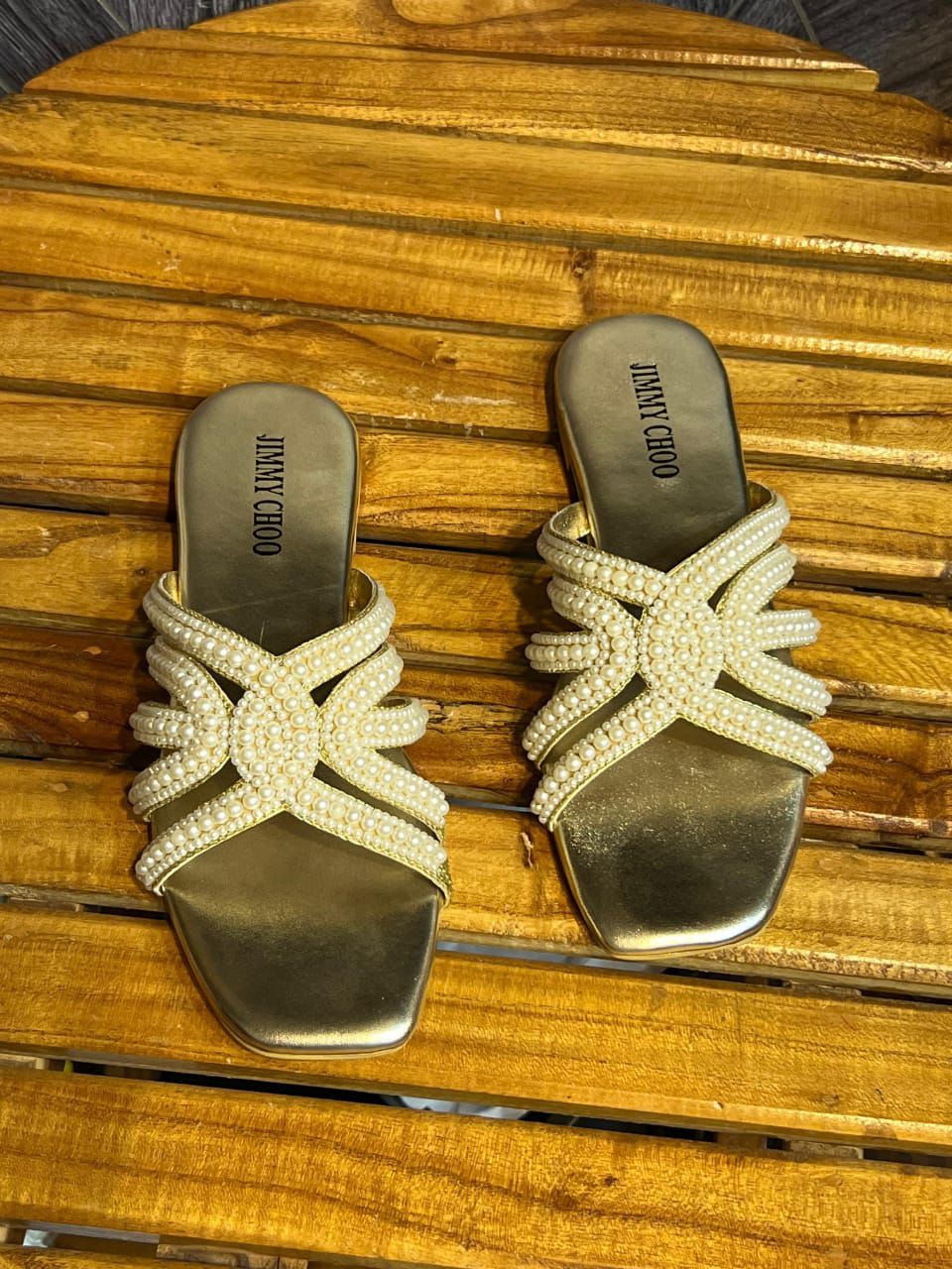Jimmy Choo Cross Pearl Sandals