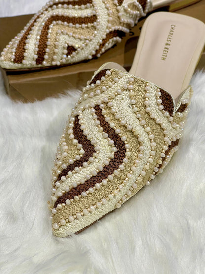 NEW ARRIVAL CHARLES & KEITH EMBROIDERED PUMPS