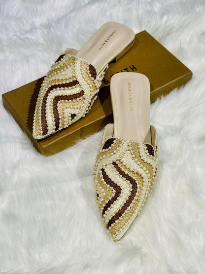 NEW ARRIVAL CHARLES & KEITH EMBROIDERED PUMPS