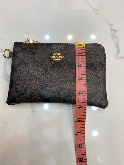 Coach Signature Canvas Corner Zip Wristlet