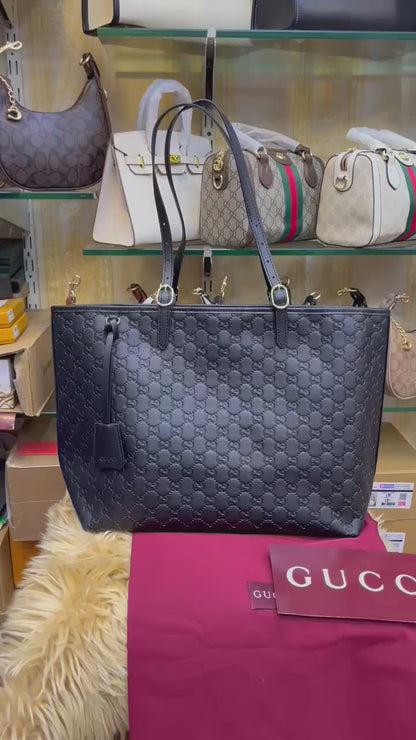Gucci GG Emblem Debossed Leather Tote